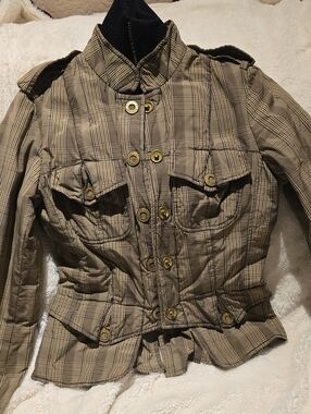 🚀 Plaid Utility Jacket in Tan Small